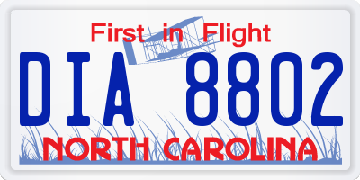 NC license plate DIA8802