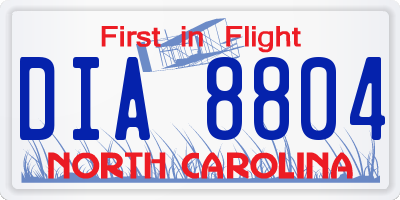NC license plate DIA8804