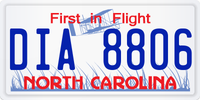 NC license plate DIA8806