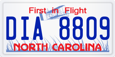 NC license plate DIA8809
