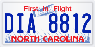 NC license plate DIA8812