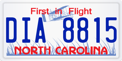NC license plate DIA8815