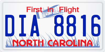 NC license plate DIA8816