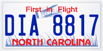 NC license plate DIA8817
