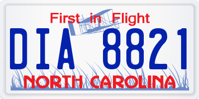 NC license plate DIA8821