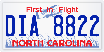 NC license plate DIA8822