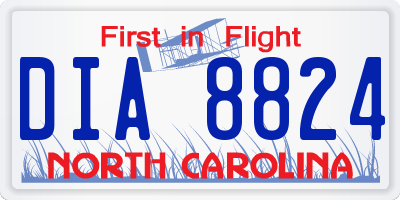 NC license plate DIA8824