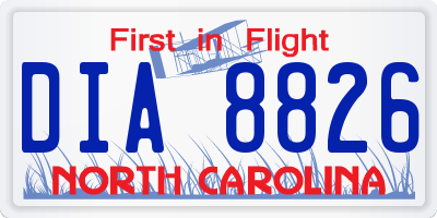 NC license plate DIA8826