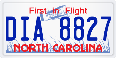 NC license plate DIA8827