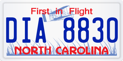 NC license plate DIA8830