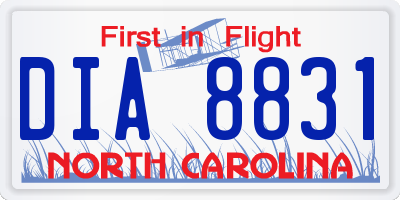 NC license plate DIA8831