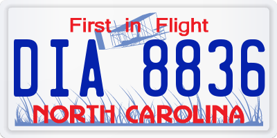 NC license plate DIA8836