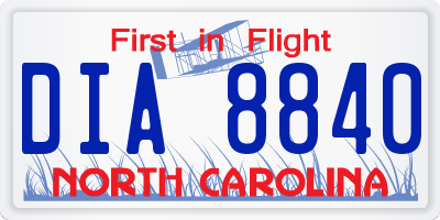 NC license plate DIA8840
