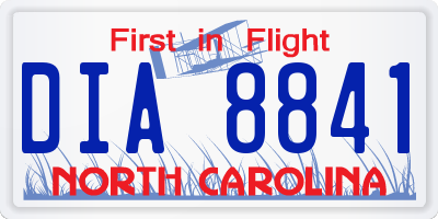 NC license plate DIA8841