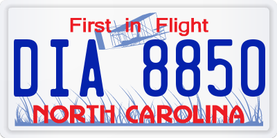 NC license plate DIA8850
