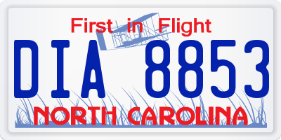 NC license plate DIA8853