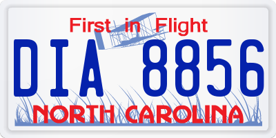 NC license plate DIA8856