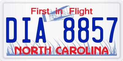 NC license plate DIA8857