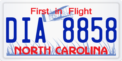 NC license plate DIA8858