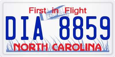 NC license plate DIA8859