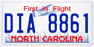 NC license plate DIA8861