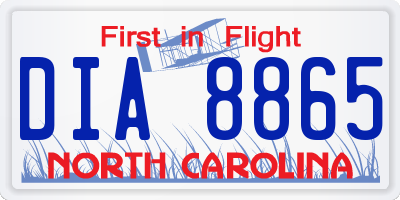 NC license plate DIA8865