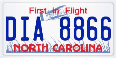 NC license plate DIA8866