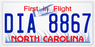 NC license plate DIA8867