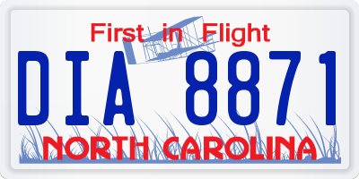 NC license plate DIA8871
