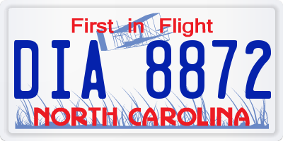 NC license plate DIA8872