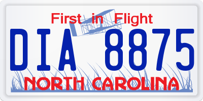 NC license plate DIA8875