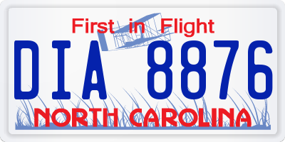 NC license plate DIA8876