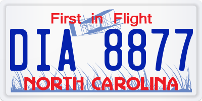 NC license plate DIA8877