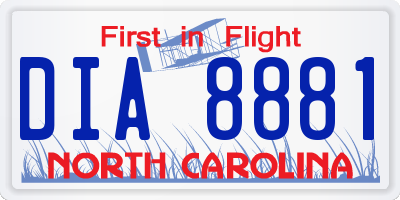 NC license plate DIA8881