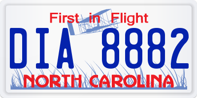 NC license plate DIA8882