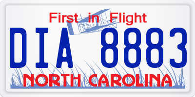 NC license plate DIA8883
