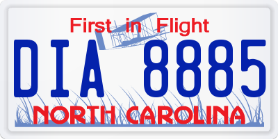 NC license plate DIA8885