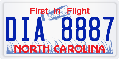NC license plate DIA8887