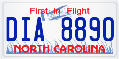 NC license plate DIA8890