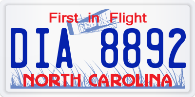 NC license plate DIA8892