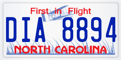 NC license plate DIA8894