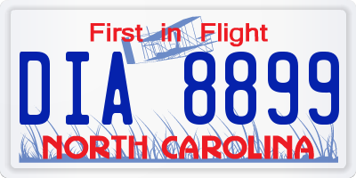 NC license plate DIA8899