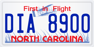 NC license plate DIA8900