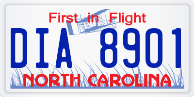 NC license plate DIA8901