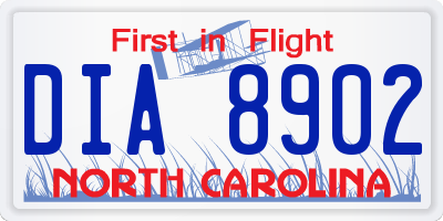 NC license plate DIA8902