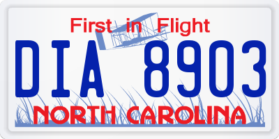 NC license plate DIA8903