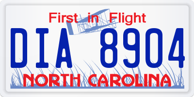 NC license plate DIA8904