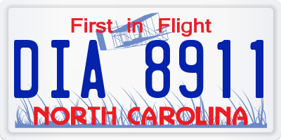 NC license plate DIA8911