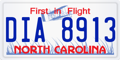 NC license plate DIA8913