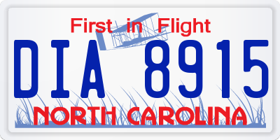 NC license plate DIA8915